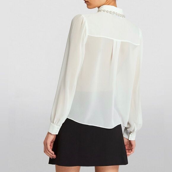 Self-Portrait Chiffon Rhinestone Detail Top size 10 - Picture 3 of 14